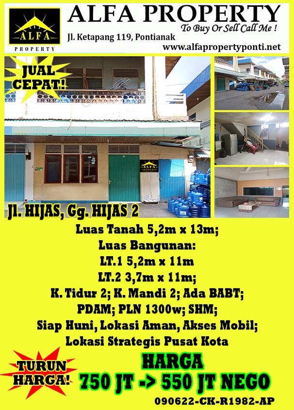 Gambar properti 1 - dijual Rumah Hijas, Gg. Hijas 2, Pontianak, Kalimantan Barat   